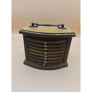 Vintage Wood Drawer Cork Coaster Set  Metal Handle Set Of 8 Coasters 012511